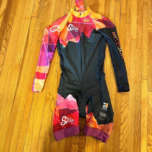 Podium wear Pants - Podium Wear Cycling Suit Womens Medium Padded Shorts long Sleeve Zip Jersey